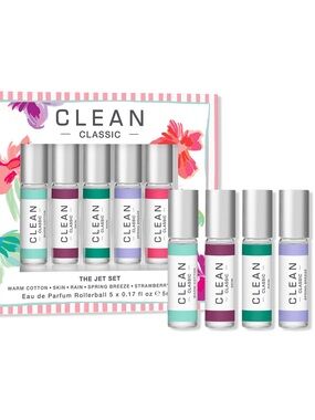 CLEAN Classic The Jet Set Eau de Parfum Rollerball Set of 5 Scents NIB/SEALED!